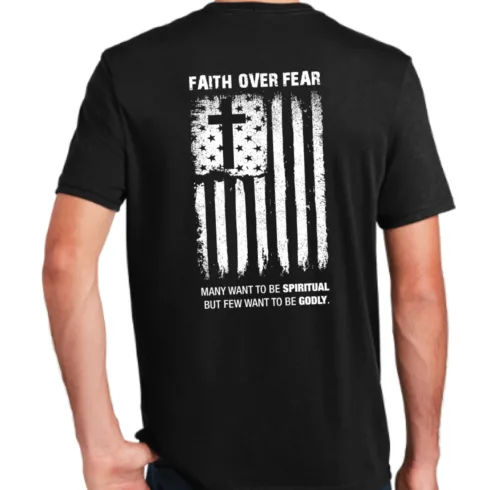 Faith Over Fear White on Black back