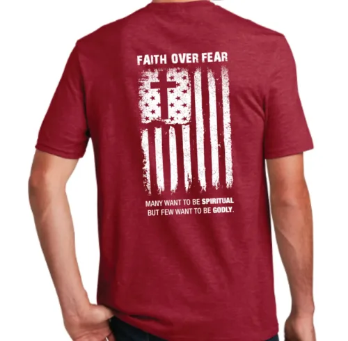 Faith Over Fear crimson red back